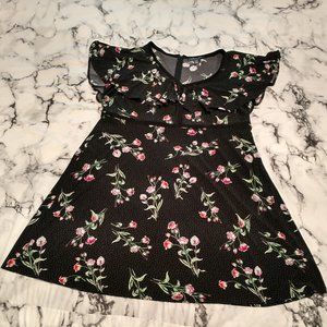 American Living ruffle sleeve black/red/pink floral print summer dress 20W